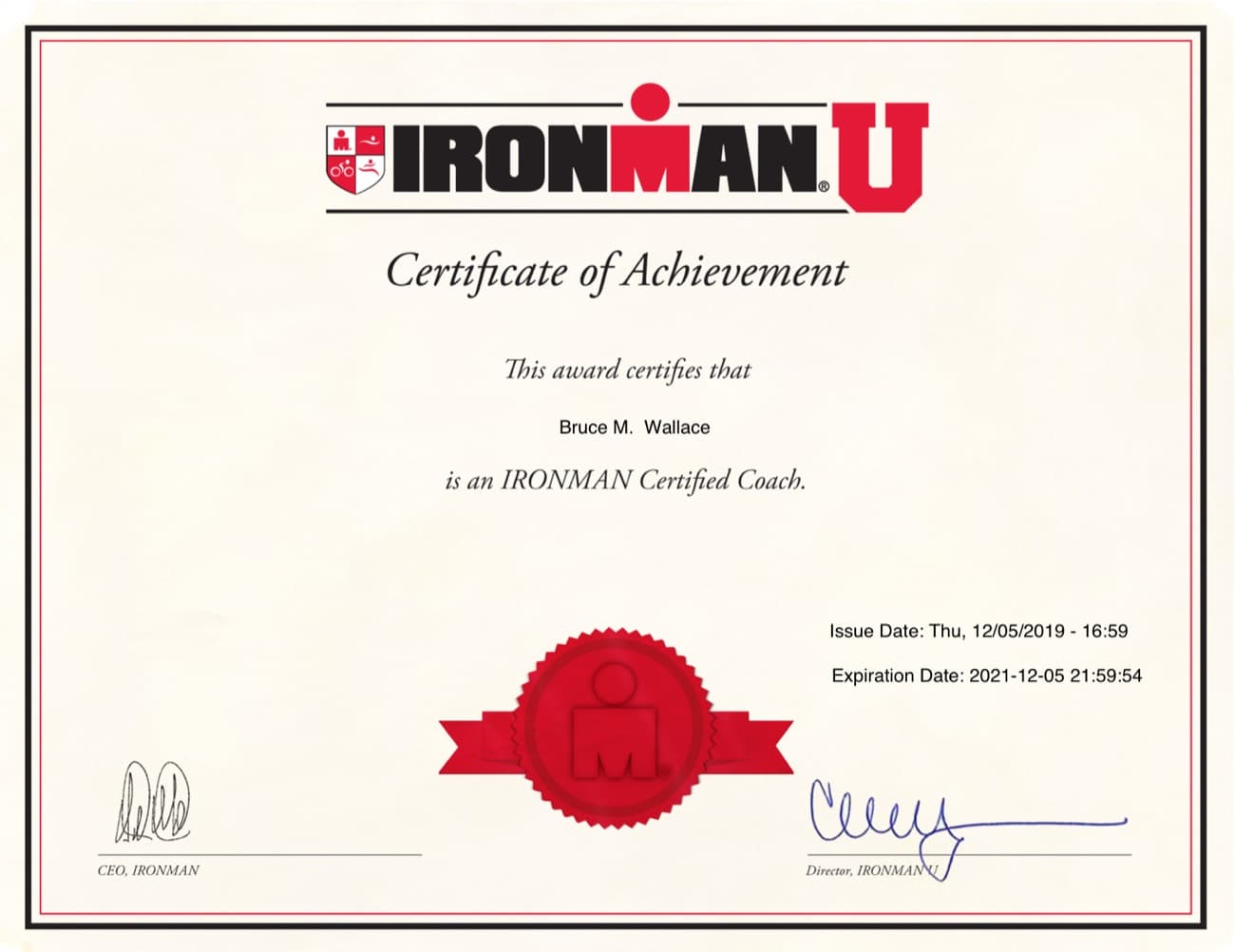 Certified Ironman Coach certificate